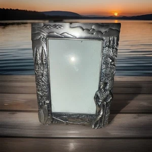 Vtg Pewter Golfer Standing Picture Frame! 4.5” X 6” - Picture 1 of 6