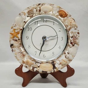 VTG Firstime Seashells Lucite Wall Clock Coastal Seaside Beach House Decor Gift - Picture 1 of 12