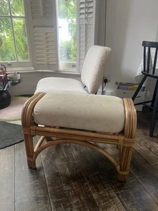 Vintage Wooden Woven Wicker Rattan Foot Stool - Picture 1 of 5