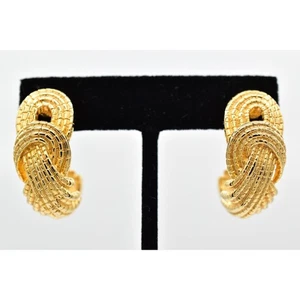 Givenchy Orecchini Vintage Clip On Nodo Oro Pendente Grosso Pesante Firmato NOS BinBF - Foto 1 di 12