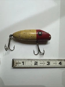South Bend Oreno Metal Eye Holz Vintage Köder, roter Kopf - Bild 1 von 5