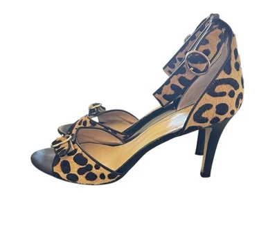 Audrey Brooke Texturizado Estampado de Leopardo Pelo de Poni Tirantes Punta Abierta Tacones Talla 10M Foto 1 de 4