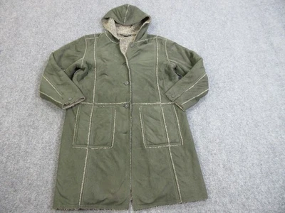 Abrigo Woolrich DE COLECCIÓN Mujer Mediano Con Capucha Sherpa Forrado Botón Cálido Chaqueta Foto 1 de 4