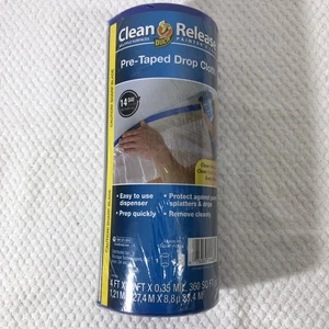 Duck Brand Clean Release Pre-Taped Painter's Drop Cloth 4x 90 Feet 360sqft Clear - Picture 1 of 10