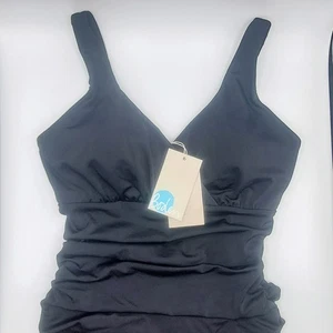 Boden Talamanca One Piece Swimsuit Women's US-10L UK-14L Black Ruched Sides NEW! - Picture 1 of 12
