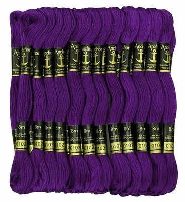 Anchor Threads Cross Stitch Stranded Cotton Thread Hand Embroidery Floss Purple - Image 1 of 4