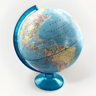 GLOBO GLOBO VINTAGE THE GEORGE F. CRAM COMPANY 12" PULGADAS - BASE AZUL. Foto 1 de 4