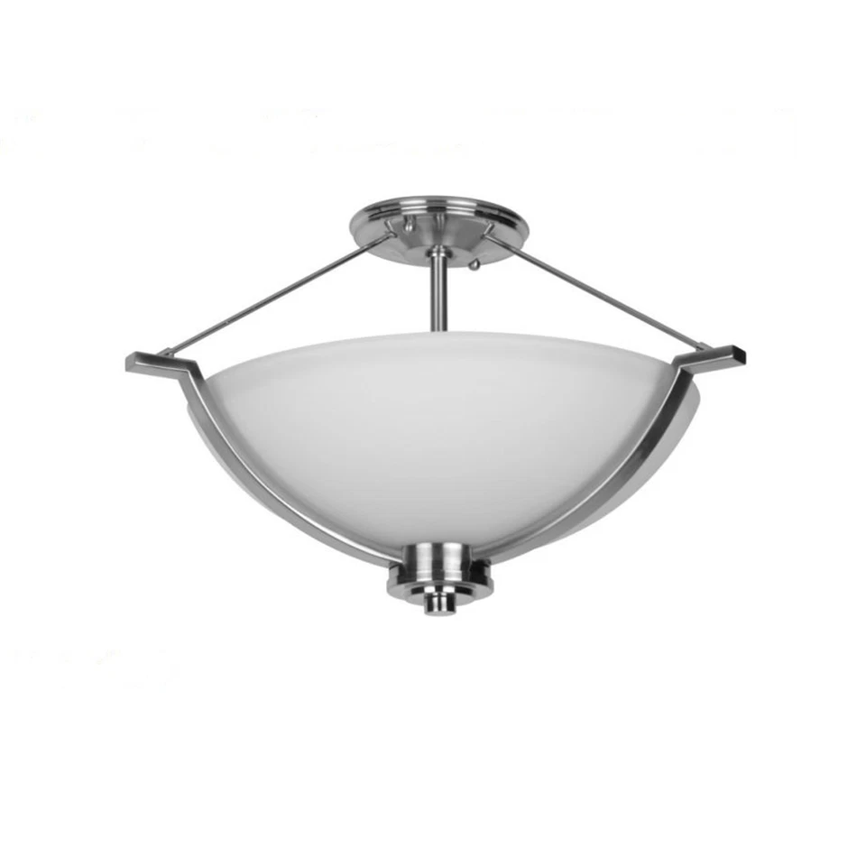Sunset 3-Light Abbot 100W Semi-Flush Ceiling Lamp, Bright Satin Nickel - F17006- - Image 1 of 1