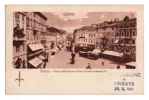 TRIESTE PIAZZA DELLA LIBERTA' TRAM ANIMATA ANNULLO ANNESIONE DI TRIESTE VG 1921 - Picture 1 of 2