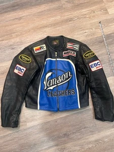 Chaqueta de carreras de motocicletas Vanson Leathers Genesis NYC talla pequeña rara de colección - Imagen 1 de 23