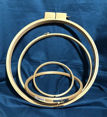 Lot Of 4 Vintage 7”,9”,12” & 14” Wooden Embroidery / Quilting Hoops - Image 1 of 4