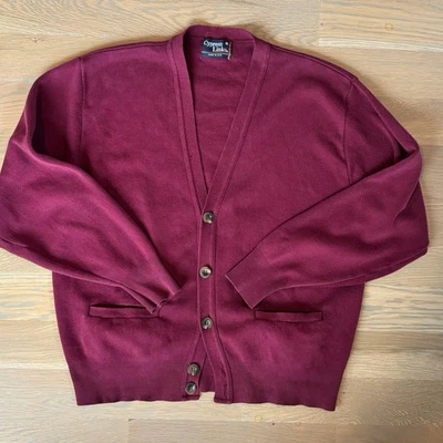 Cárdigan de Colección Años 80 Eslabones de Ciprés Tejido Botón Hecho en EE. UU. Unisex Para Hombres Mediano  Foto 1 de 4