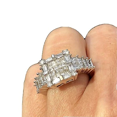 Vintage Diamond Ring Estate Fine Jewelry Pre-owned 14k White Gold Size 7 Signed - Image 1 of 4