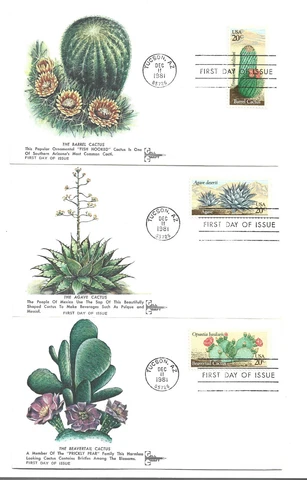 1942-45 Desert Plants, GillCraft, set of 4 single FDCs Cover