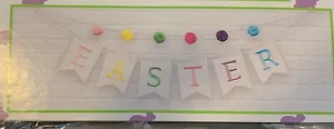 Bestickt Oster Leinwand Banner mit Bommel Bommel Dekorationen Party Zubehör Dekor - Bild 1 von 2