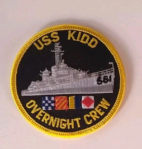 Parche destructor de la Marina USS Kidd 661 Overnight Crew NUEVO - Imagen 1 de 2