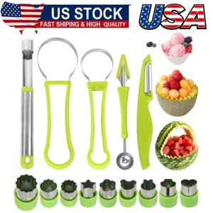 Melon Baller Scoop Set Stainless Steel Fruit Tool Set Fruit Scooper Seed Remover - Picture 1 of 8