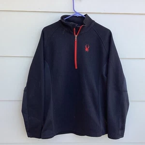 Spyder 1/4 Zip Pullover Core Sweater Black Mens Large - Picture 1 of 5