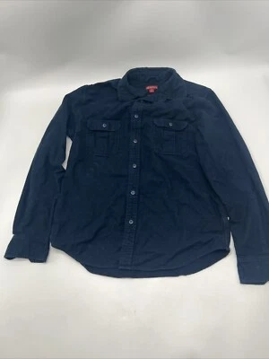 Merona Shirt Adult Small Navy Blue Plaid Flannel Button Up Long Sleeve Mens - Image 1 of 4