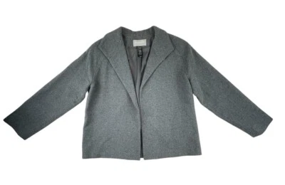 NWOT Liz Claiborne Blazer Womens 10P Gray Wool Cashmere Lined Open Front Jacket - Image 1 of 4