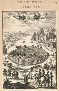 Antique Map "Labyrinthe" (Minotaur Labyrinth-Crete, Greece) A. M. Mallet, 1683 - Picture 1 of 3