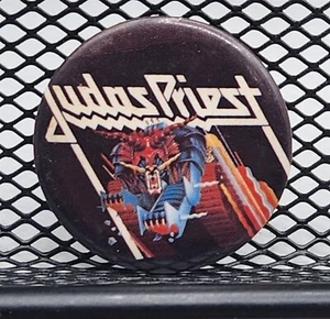 Judas Priest Defenders of the Faith Album Copertina Pulsante Vintage Pinback PP - Foto 1 di 2
