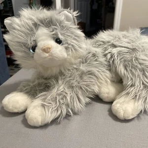 Peluche Ty Classic Lyric Cat gris blanco pies ojos azules 12" 2005 gatito realista - Imagen 1 de 10