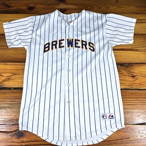 Vtg Milwaukee Brewers Baseball Jersey #7 JJ Hardy Youth XL Made in USA Majestic - Picture 1 of 15