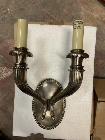 Fluted Horn Double Sconce In Antique Nickel Cover