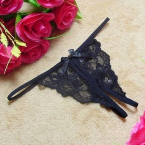 1 PIEZA Negro Mujeres Sexy Encaje Ropa Interior Tanga Lencería T-back Tanga Bragas - Imagen 1 de 3