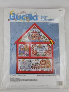 Bucilla "Arca de Noé" Registro de Nacimiento de Bebé Animales Hutch Punto de Cruz Kit 40858 Nuevo en Paquete - Imagen 1 de 2