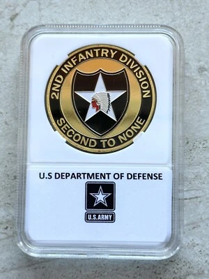 Army 2nd Infantry Division Challenge Coin 2nd To None, With Case Fast Shipping - Image 1 of 2