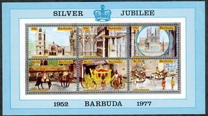 Barbuda 1977 25th Anniv Coronation Silver Jubilee Souvenir Sheet MNH - Picture 1 of 1