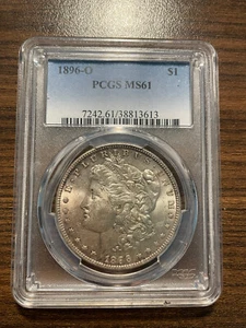 1896-O Morgan Silver Dollar PCGS MINT STATE 61 MS 61 RARE KEY DATE - Picture 1 of 4