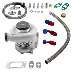 T04E T3/T4 A/R.63 400+HP STAGE III Turbocharger+Oil Return Feed line kit - Picture 1 of 10