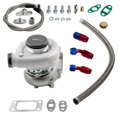 Turbocompressor T04E T3/T4 A/R.63 400+HP STAGE III + kit de linha de alimentação de retorno de óleo - Imagem 1 de 4