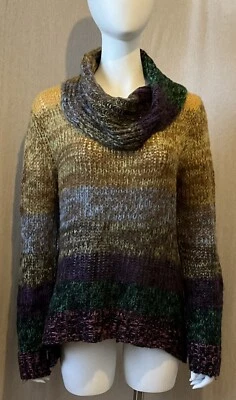 John Paul Richard Y2K Vibes Women’s  XL Sweater Cowl Neck Sweater Purple & Gold - Image 1 of 4