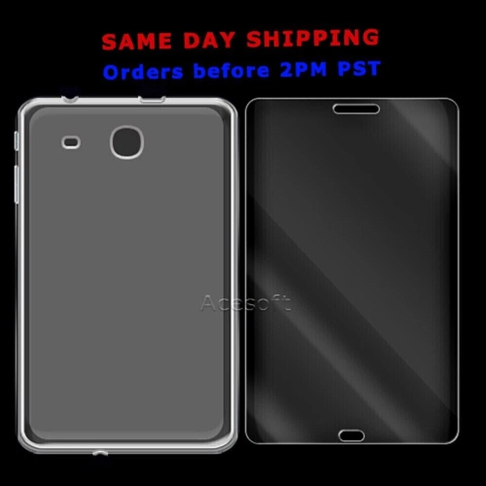 Tempered Glass Screen Protector TPU Case for Samsung Galaxy Tab E 8.0" SM-T377A - Image 1 of 1