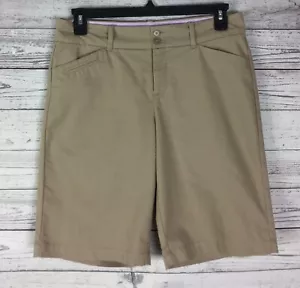 Dockers Women’s Khaki Flat Front Stretch Bermuda Shorts Size 10 - Picture 1 of 9