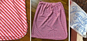 VTG USA VANITY FAIR HALF SLIP NYLON DIAGONAL STRIPE BRIGHT RED PINK WHITE EUC - Picture 1 of 6