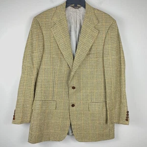 PAUL STUART Wool Mens Jacket Blazer Sz 41 Tall Plaid Houndstooth Sports Coat - Picture 1 of 9