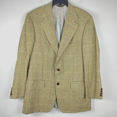 PAUL STUART Wool Mens Jacket Blazer Sz 41 Tall Plaid Houndstooth Sports Coat - Image 1 of 4