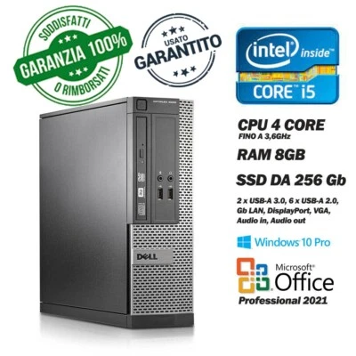 USATO - PC Desk Dell i5 3,6 GHz, SSD 256Gb, 8GB, Win10 Pro, Office Pro 2021 - Immagine 1 di 4