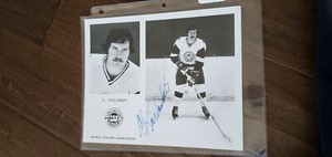 1973-74 WHALERS WHA 8X10 SIGNED TEAM ISSUE PHOTO AL KARLANDERS RACERS RED WINGS