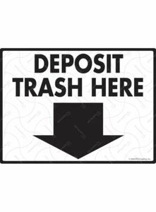 Deposit Trash Here with Arrow Exterior Aluminum Recycle Sign - 12" x 9" - Picture 1 of 1