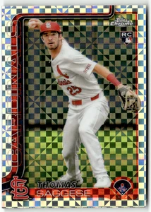 2025 Topps Chrome MLB No. 87 Thomas Saggese Rookie Checkerboard Refractor - Bild 1 von 2