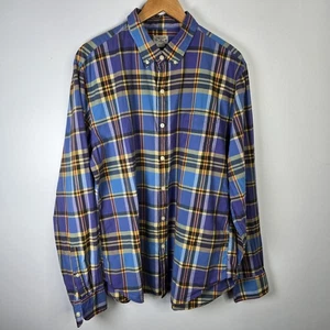 Camisa J Crew Para Hombres XL Azul Amarillo A Cuadros Verano Abotonada Algodón A Medida Informal - Imagen 1 de 6