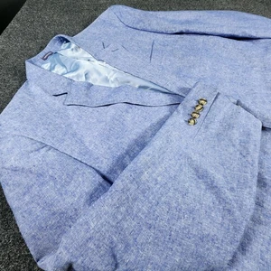 Stafford Leinenmischung Blazer Herren Gr. 50R Sport Mantel Anzug Jacke Blau Freizeit - Bild 1 von 16
