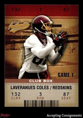2003 Fleer Authentix Club Box #89 Laveranues Coles 081/100 REDSKINS - Image 1 of 2