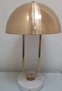 Mushroom Table Lamp Brass Marble 16 X 19 Mid Century Style G9 Capsule Bulb Heavy - Picture 1 of 8
